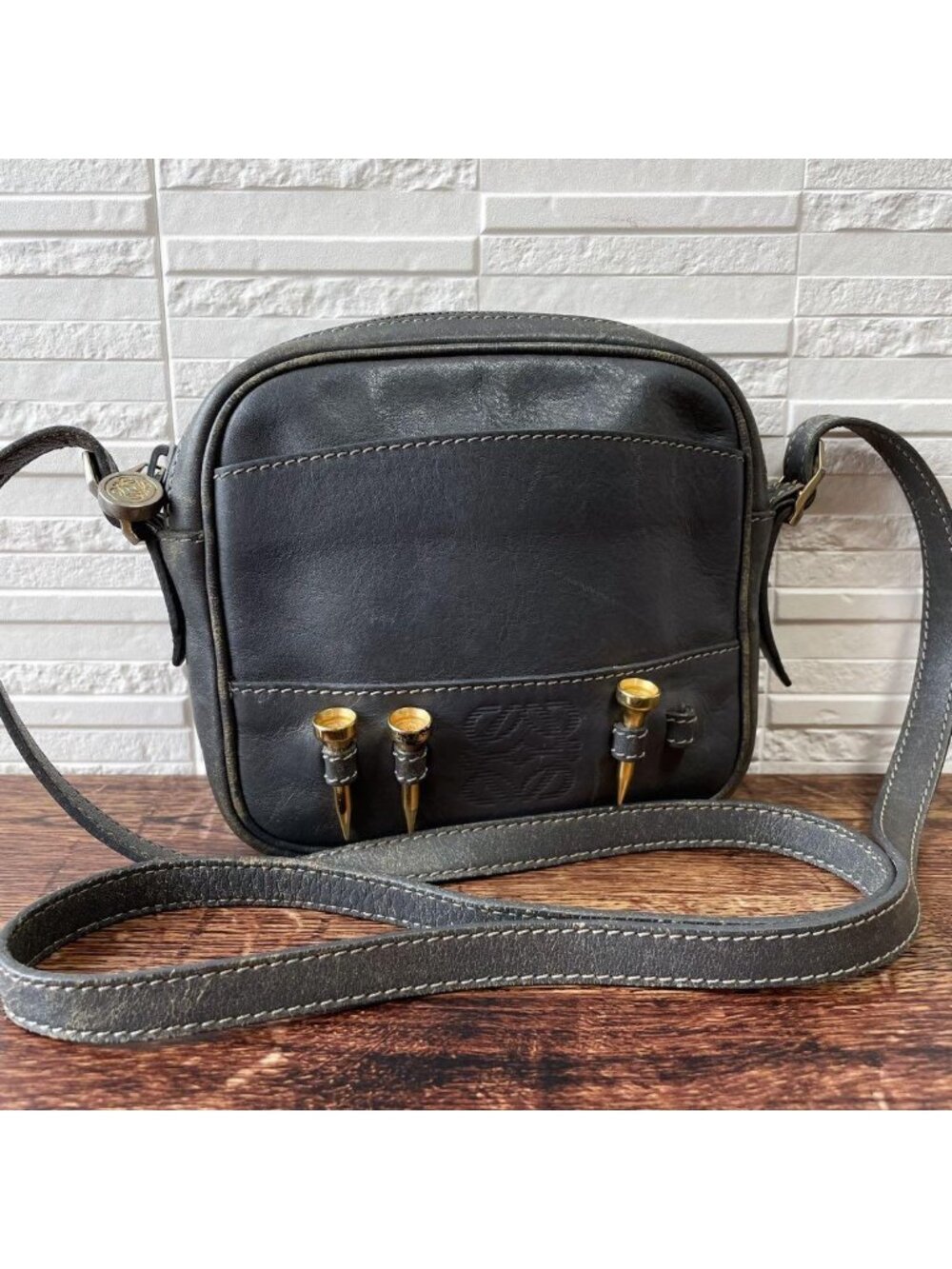 Loewe Leather Anagram Logo Golf Tee Shoulder Bag